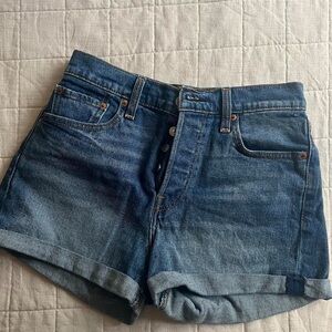 Button fly high waisted Levi’s denim shorts